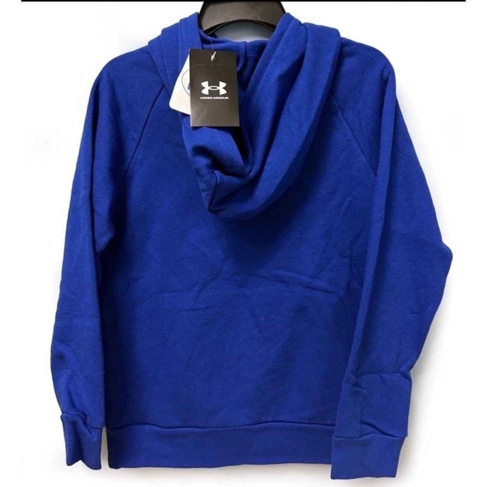 Under Armour Boys' UA Rival Fleece Blue & White Hoodie Size 8 Small New - Picture 2 of 3